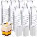 LifeIdeas 600 Pcs Mini Dessert Cups with Spoons and Lids, 5 Oz Square Mini Clear Parfait Cups, Shooters Cups for Party, Clear Yogurt Parfait Cups for Pudding, Fruit, Mousse, Snacks & Appetizers