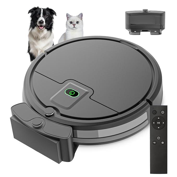 ENCHE Robot Vacuum, Upgraded 2900Pa Super Thin Robotic Vacuum Cleaner, 120Mins Max, Tangle Free Robotic Vacuums, Automatic, Quiet Cleaning Robot Vacuums for Pet Hairs,Dust & Hardwood Floors