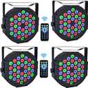 Stage Lights 36 LED Par Lights RGB Stage Lighting Uplights 7 Modes DJ Light Sound Activation Control with Remote Control Stage Light for Disco Wedding Party Event Club Bar Christmas (4 Pack)