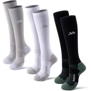 Compression Socks for Women and Men,Knee High 15-20mmHg Graduated Support(3 Pairs) Best for Nurses,Pregnant,Travel