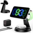 3 in 1 Charging Station for Apple Devices, 15W Fast Wireless Charger Compatible with MagSafe Charging Stand for iPhone 17 16 15 14 13 12 Series, Watch Charger Stand for Apple Watches & Airpods