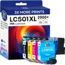 Starink LC501XL Ink Cartridges for Brother Printer Compatible for Brother LC501 Ink Cartridges LC501XL LC501 XL Fit for MFC-J1360DW MFC-J1410DW MFC-J1260W Printer -4 Pack Black Cyan Magenta Yellow