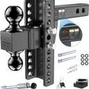 Adjustable Trailer Hitch - Drop Hitch (Fits 2-Inch Receiver) - Heavy Duty Tow Hitch with 8" Rise/Drop, 2" & 2-5/16" Dual Ball Hitches for Truck (21,500 LBS GTW) - w/Anti-Theft Hitch Lock Pins