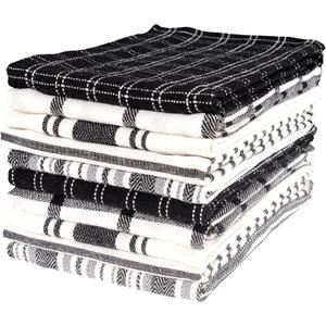 KAF Home Assorted Flat Kitchen Towels - Set of 10, 18 x 28 Inch (Black)