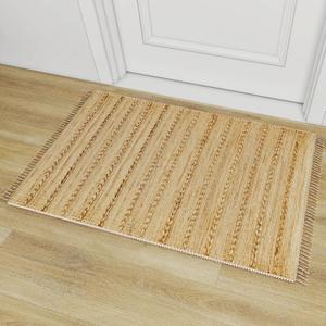 Eco Crave Handmade Jute Entryway Rug 2x3 ft Solid Brown Design Welcome Mat, Natural Hand-Woven Low Pile Non-Slip Doormat for Indoor Outdoor, Farmhouse Boho Area Rug, 24x36 Inches