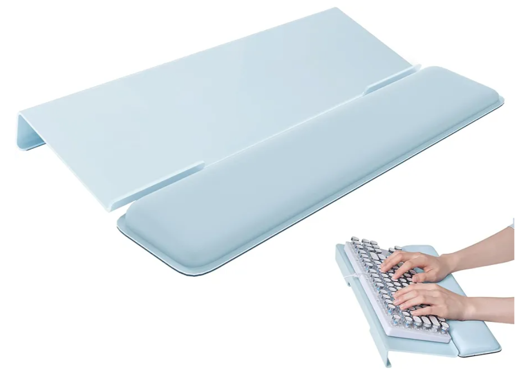 Computer Keyboard Stand for Desktop, Keyboard Wrist Rest Holder Stand for Easy Typing with Wrist Pad for Office Desk, Home, School(Blue)