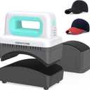 ITEFDTUTNE Hat Press Machine, Mini Hat Heat Press Machine with 4 Heating Levels & Auto-Off, Handheld Cap Easy Press with 3.5"5.5" Curved Heat Plate, 2 Press Platens, A Safety Base, Green