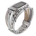 Leather Bands Compatible with Fitbit Charge 6/Charge 5 Bands for Women, Boho Handmade Multilayer Wrap Bracelets Jewelry Strap Replacement for Charge 6/Charge 5 Fitness Tracker (Silver)