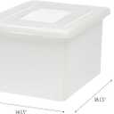 IRIS USA File Box with Lid, File Storage Box for Letter Size Documents, Portable Plastic File Box, Stackable Nestable Organizer, 35 Qt, 4 Pack, Pearl