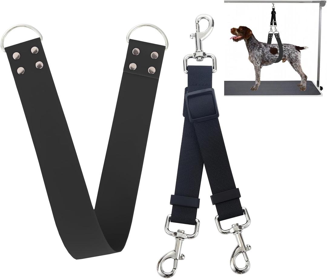 Pet Dog Grooming Belly Strap  2 Inch Wide Waterproof Strong PVC Support Band, Grooming Loop Restraint for Pet Bathing & Grooming (Black-Short)