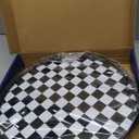 Black and White Kitchen Lazy Susan Turntable  Checkered Round Decorative Tray, 13 Table Top Oak Wood Lazy Susan for Cookies, Dining Table Organizer, Small Kitchen Table Centerpiece