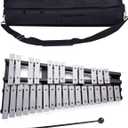 Foldable 30 Note Glockenspiel Xylophone Wooden Frame Aluminum Bars Educational Percussion Musical Instrument Professional Percussion Instrument Set for Adults & Students