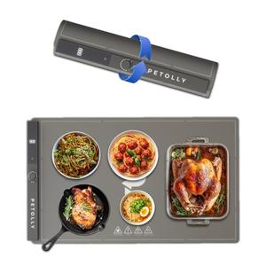 Petolly Warming Mat for Food–Rapid Full Surface Heating with 8 Heating Temp & 6 H Adjustable,15mm Spacers, Portable Food Warmer mat for Countertop, Ideal for Gatherings, Parties,(Grey) X Large