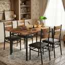 IDEALHOUSE 5 Piece Dining Table Set for 4, Rectangular Kitchen Table and Chairs for 4, Upholstered High Back Chairs, Thick Sturdy Frame, Dinner Dinette Set, Space Saving for Apartment, Rustic Brown
