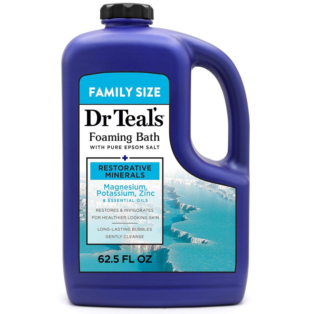 Dr Teal's Foaming Bath with Pure Epsom Salt, Restorative Minerals with Magnesium, Potassium, Zinc & Essential Oils, 62.5 fl oz