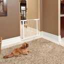 MidWest Homes for Pets 39-Inch High Walk-Thru Pressure Mounted Steel Dog Gate, Expands to 38 Inches Wide, Includes 3-inch Extensions, White
