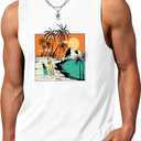 Mens Beach Tank Tops Summer Hawaii Vacation Graphic Muscle Palm Tree Sleeveless Shirts (Medium)