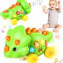 Musical Dinosaur Toy for Baby, Dinosaur Crawling Toys for 3-9 Months, Babies 6-12 Months for Early Development Learning Toys with Light & Sound, Birthday Gift for 1 2 Year Old Toddlers