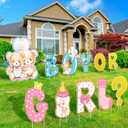 Amyhill 11 Pcs Bear Gender Reveal Yard Signs with Stakes Baby Shower Decorations Gender Reveal Yard Letters Lawn Signs Boy or Girl Baby Shower Party Supplies, 10.63 inches x 12.2 inches