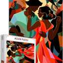 1000 Piece Jigsaw Puzzles for Adults Romantic Couple Painting Jigsaw Puzzle Africa Black Girl and Boy 1000 Pieces Puzzles Game Boho Graffitic Dancers Wall Decor DIY Craft Puzzle Art(Colorful)
