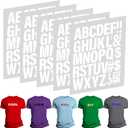 220 Pieces Iron on Letters for Clothing, 5 Sheets of White Heat Transfer Vinyl for T Shirts, A-Z Patches PU DIY Crafts Alphabets Sticker for Fabric