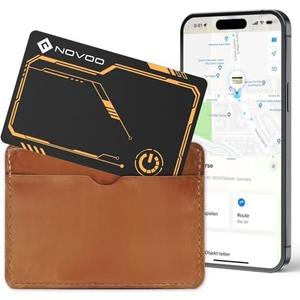 NOVOO SmartCard Air Locator Tag, iOS Only Bluetooth Tracker with Apple Find My, Slim Wallet Finder for iPhone, 6-Year Battery, Waterproof GPS Key Finder for Bags, Passport, 1 Pack Orange