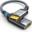 Highwings 4K Display Port to HDMI Adapter, Uni-Directional DP 1.2 Computer to HDMI 2.0 Screen, Display Port to HDMI Adapter (Male to Female), SR Anti-Break, No Latch, for Dell HP AMD NVIDIA, Passive (Grey)