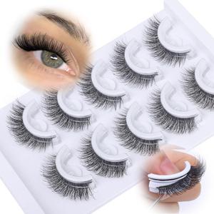 Self Adhesive Eyelashes Natural Pre-glued Lashes No Glue Needed Lashes Cat Eye Lashes Faux Mink Eyelashes Reusable Self Adhesive Lashes 5 Pairs by zanlufly