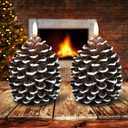 LED Flameless Pinecone Candles with 6H Timer, Waxy Pillar Candles, Christmas Candle 2 Pack Flickering Acorn Decor Woodsy for Fall Christmas Decor(Brown, 3.5 x 6 Inch)