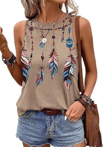 SHEWIN Womens Tank Tops Lightweight Sleeveless Tops for Women Casual Crewneck Summer Tops for Women 2026 Khaki Small