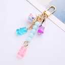 Blue Cute Resin Gummy Bear Key Chain Candy Color Animal Bear Charms Keychains Car Keys Bag Pendant Keyring Jewelry Gift Accessories