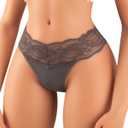 Lace Underwear for Women Thongs Low Waist Panties Seamless Lace Thongs (Gray, XXXL)