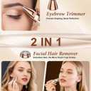 Eyebrow Trimmer Facial Hair Removal for Women: 2 in 1 Rechargeable Face Shaver and Eyebrow Razor - Painless Electric Hair Remover Device for Peach Fuzz Fine Hairs Upper Lip Chin