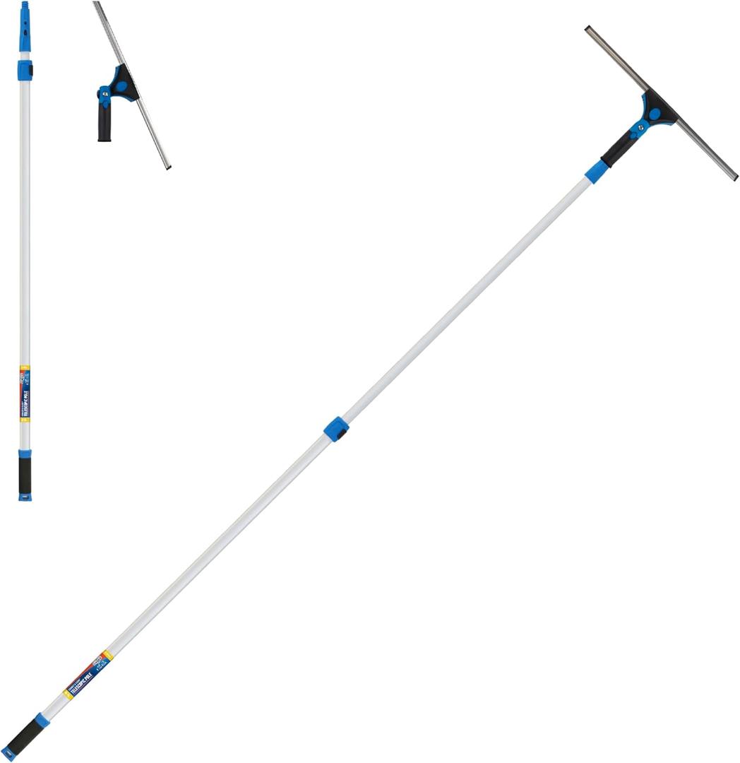 Unger Professional Connect and Clean 18 Grip Swivel Window, Glass Squeegee, and 8 Pole, 180-Degree Pivoting Handle with Lock, Cleaning Supplies for Streak-Free Results