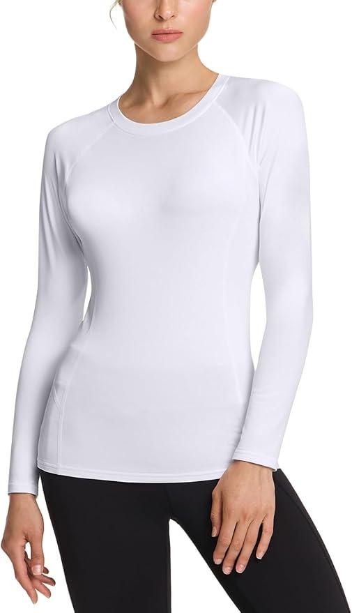 TSLA Women's Thermal Long Sleeve Tops, Mock Turtle & Crew Neck Shirts, Fleece Lined Compression Base Layer, Size: XL