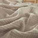 PHF 100% Cotton Muslin Throw Blanket 50" x 60", 4-Layer Lightweight Gauze Throw, Breathable Cloud-Soft Minimalist Blanket for Bed, Couch, Camping, Taupe, Ideal Gift