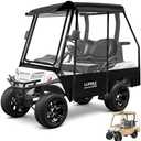 LUPPLE Golf Cart Enclosure for EZGO TXT/RXV, Club Car DS/Precedent, Evolution, Yamaha Drive, 2 4 Passenger Short Roof, 600D Waterproof Rain Cover with Clear PVC and 4 Roll-Up Zipper Doors
