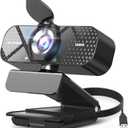 1080P HD Webcam with Microphone, Noise Cancellation, Privacy Cover, Wide-Angle Lens, Auto Light Correction, Plug & Play USB Webcam for Laptop, Desktop, PC, Mac, Zoom, Skype, Streaming Black