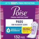Poise Incontinence & Postpartum Pads for Bladder Leaks, 4 Drop Moderate Absorbency, Regular Length, 132 Count, Packaging May Vary