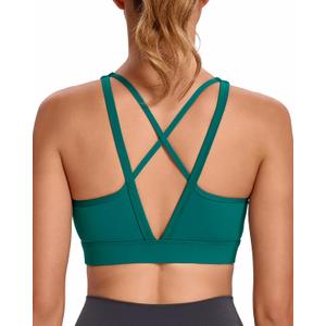 RUNNING GIRL High Impact Sports Bras for Women, High Support Running Sports Bra Moulded Cup Strappy Sports Bras (Green, L)