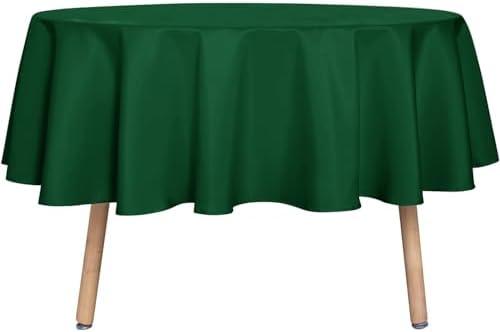sancua Round Tablecloth - 70 Inch - Water Resistant Spill Proof Washable Polyester Table Cloth Decorative Fabric Table Cover for Dining Tables, Buffet Parties and Camping, Hunter Green
