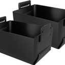 Easy Folding Storage Box, 30L Foldable with Handle Cargo Storage Area - Towels, Books, Fabrics, Office Woven Baskets, Baby Laundry Room, Toy or Car Luggage Storage Black (2 pieces)