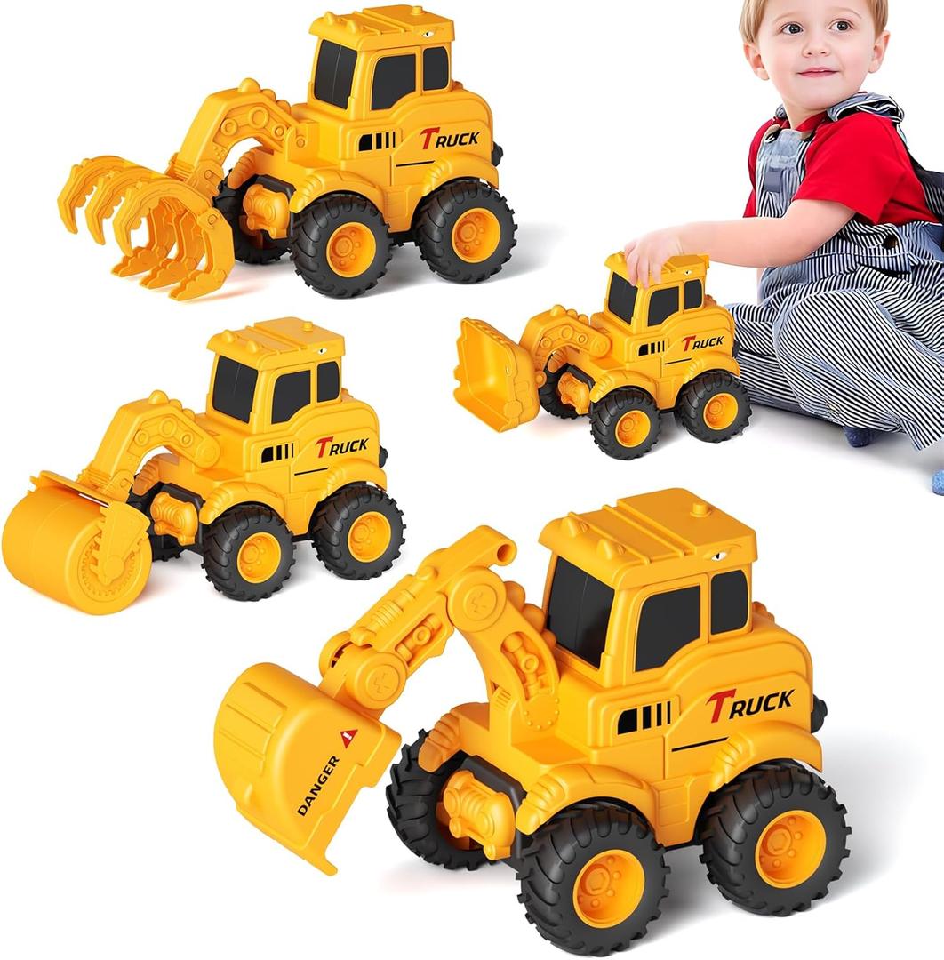 Olbyefly Construction Toys for 2 3 4 5 6 + Year Old Boys Kids Toddlers Girls, Sandbox Excavator Toy Trucks Construction Truck Toys Vehicles Bulldozer Road Roller Toy Christmas Birthday Gifts for Boys