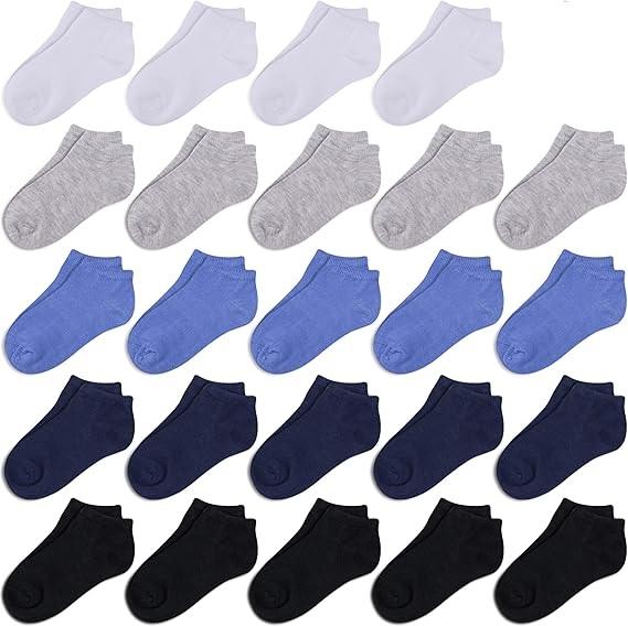 Duufin 24 Pairs Toddler Ankle Socks Kids Low Cut Half Cushion Low Rise Socks for Toddlers Boys and Girls (No Size)