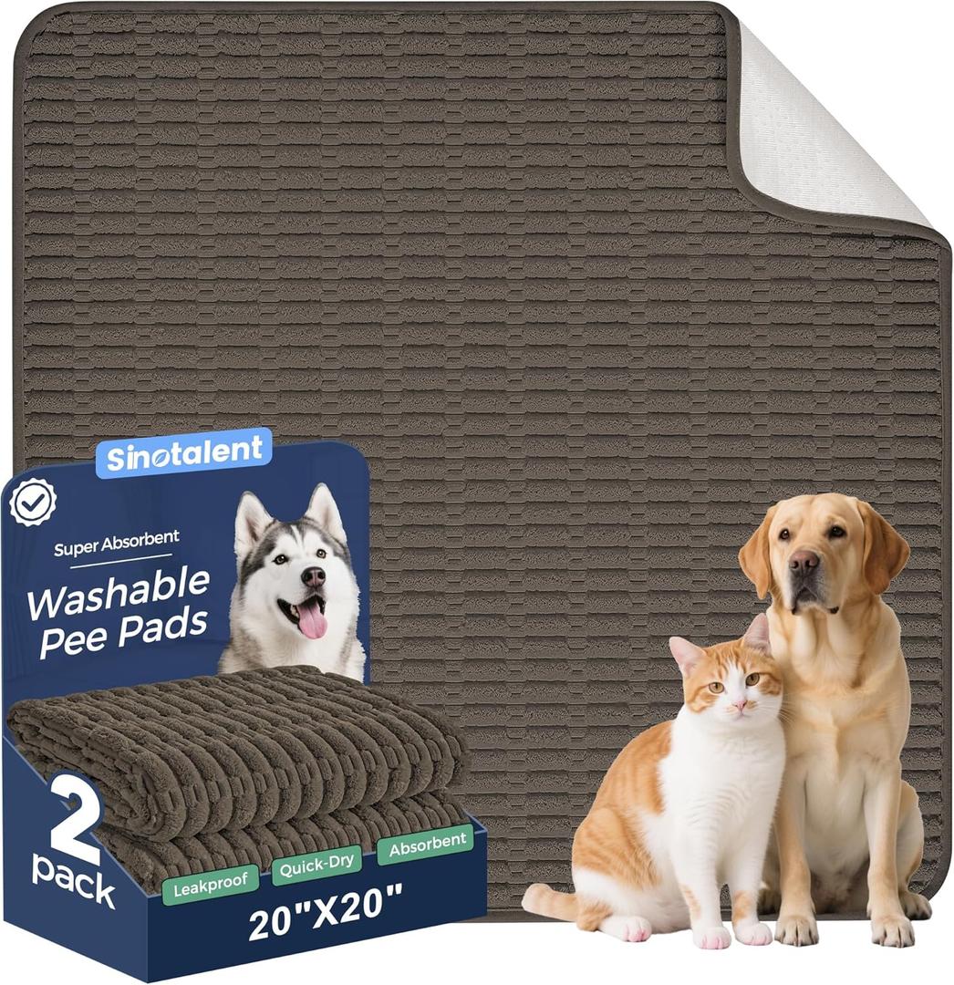 Washable Pee Pads for Dogs, 2 Pack Reusable Puppy Pads Dog Pads, Non-Slip Dog Pee Pads, Leakproof Pet Pee Pads Wee Wee Pads for Dogs. (Coffee, 20"x20"(Pack of 2))