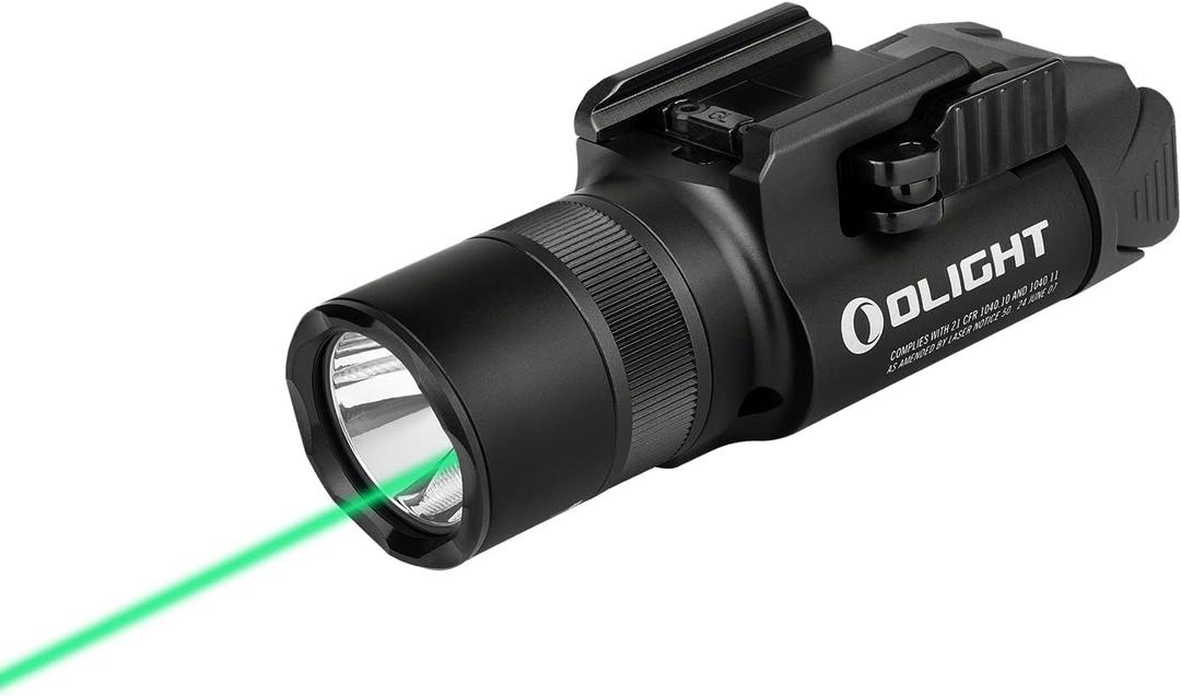 OLIGHT Baldr Pro R 1350 Lumens Magnetic USB Rechargeable Tactical Flashlight with Green Beam and White LED Combo, Rail Mount Weaponlight Compatible with 1913 or GL Rail, Built-in Battery (Black)