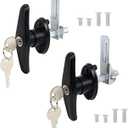 Truck Cap Locking T-Handle, Matching Set T-Handles Lock, Truck Cap Topper Camper Shell Locking T-Handle, Keyed Alike Black T-Handle Lock kit (Left&Right)-Complete Set (2 Locks)