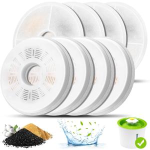 Cat Water Fountain Filters, 8 Pack Triple Action Water Fountain Filters, Replacement Cat Drinking Fountain Filters, Activated Carbon Filter Compatible with 3L Flower Pet Water Dispenser Fountain