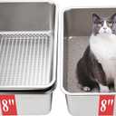 8" Sifting Cat Litter Box for Clumping Clay & Pine Pellets