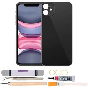 Back Cover Glass Replacement Compatible with iPhone 11 6.1 inches with Repair Tool Kits (Black)